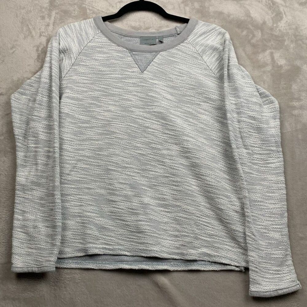 ATHLETA WOMEN'S MEDIUM CASTLE PEAK SLUB CREW NECK SWEATSHIRT HEATHERED GREY